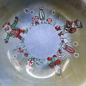 Wade Armagh Leprechaun Bowl‎ Trinket Dish Mushrooms Gnomes Irish Porcelain Vtg